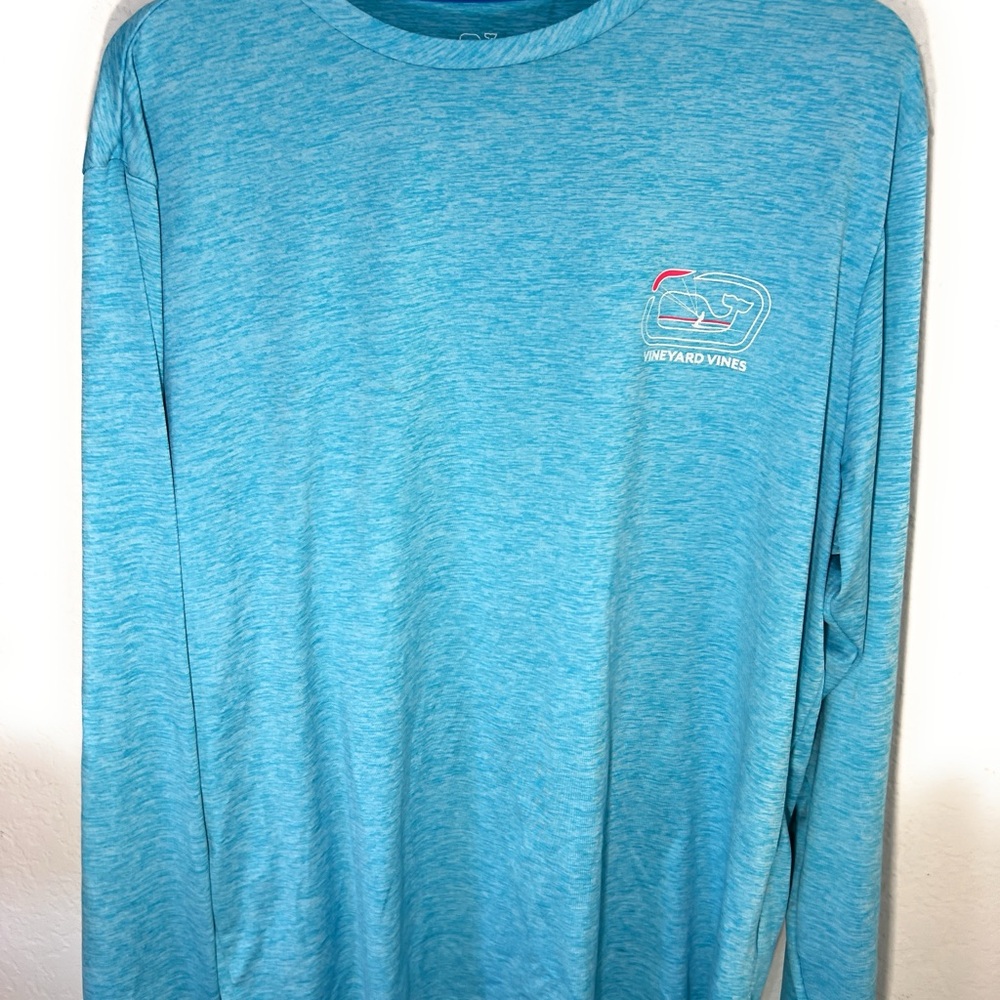 Vineyard Vines Performance Shirt Men's Size L Teal Whale Athletic Casual…